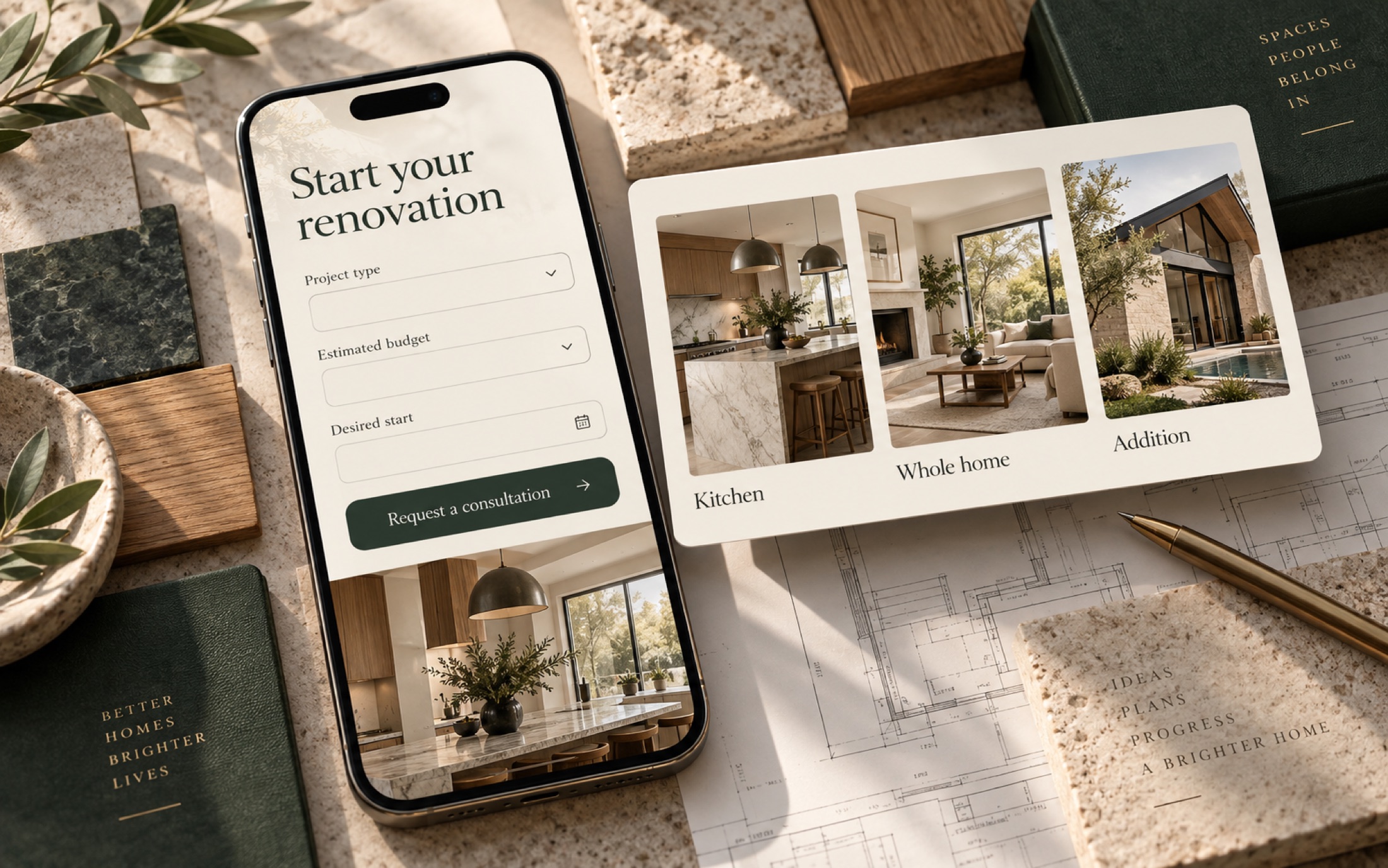 Renovation project inquiry experience on a phone