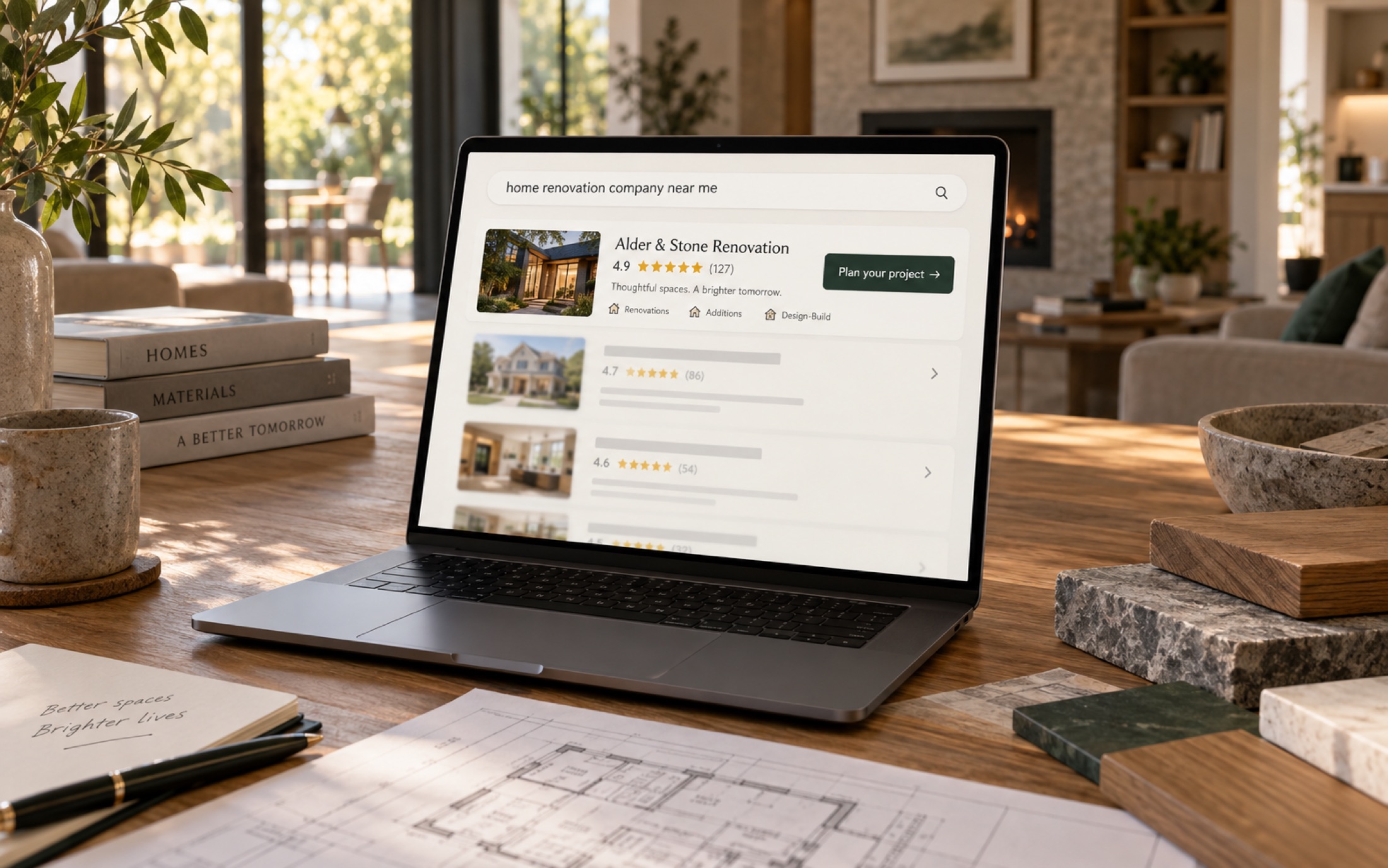 Local search results featuring a renovation company