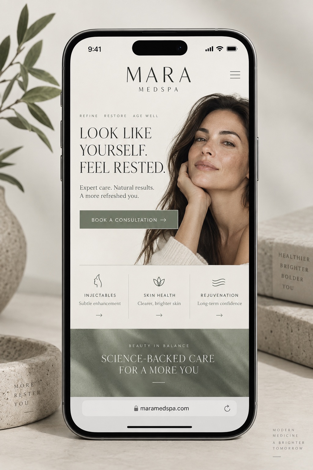 Mara Medspa mobile website designed to book consultations