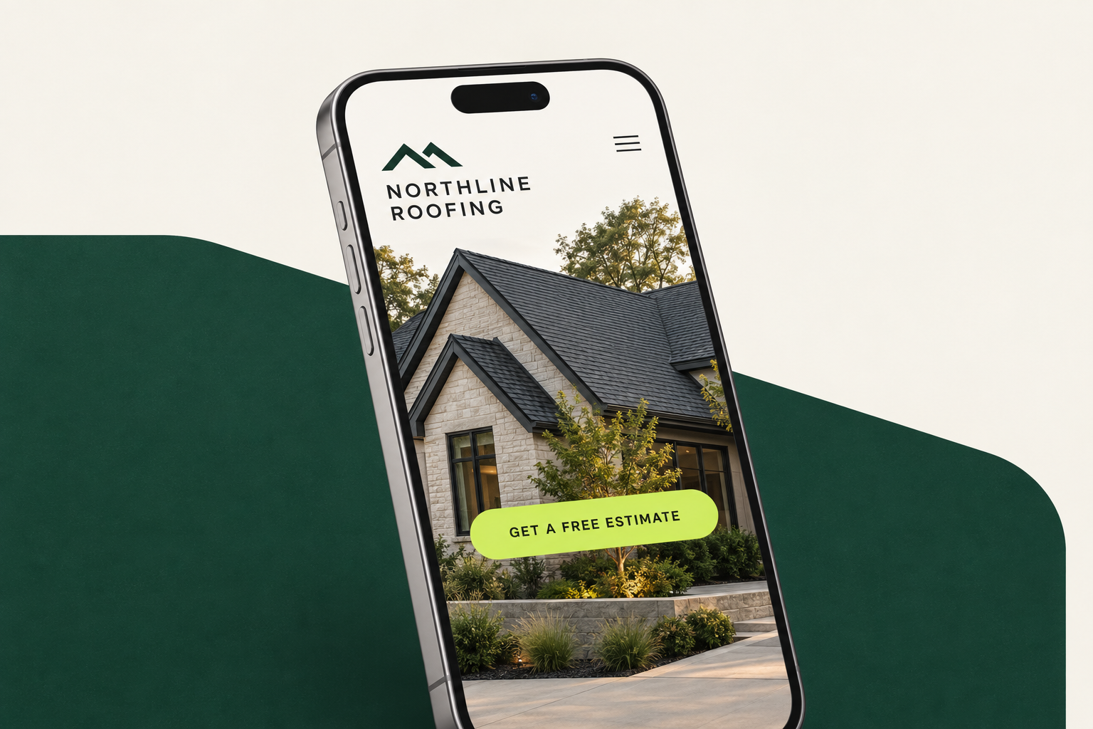 Northline Roofing website shown on a smartphone