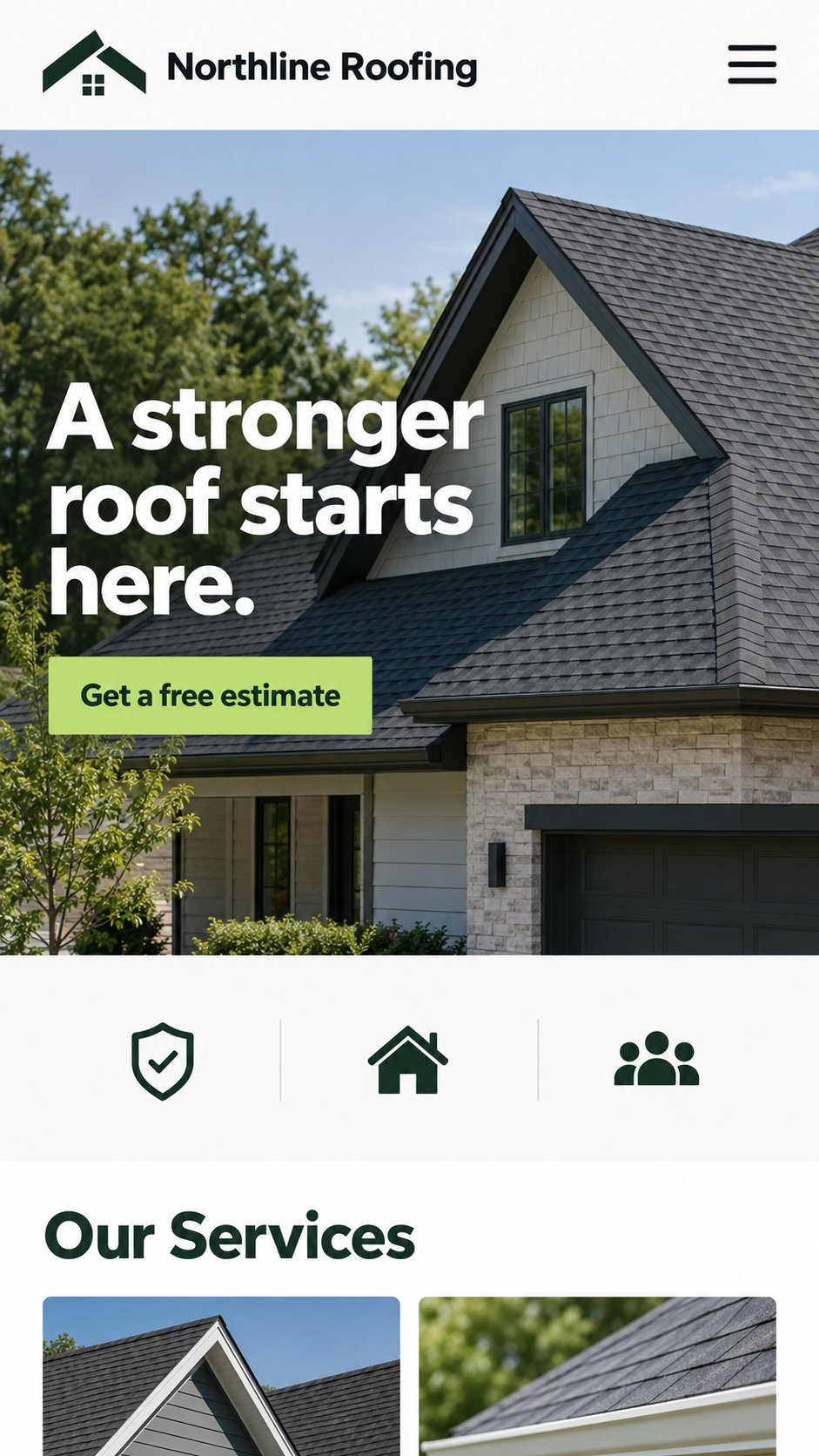 Placeholder mobile homepage for Northline Roofing