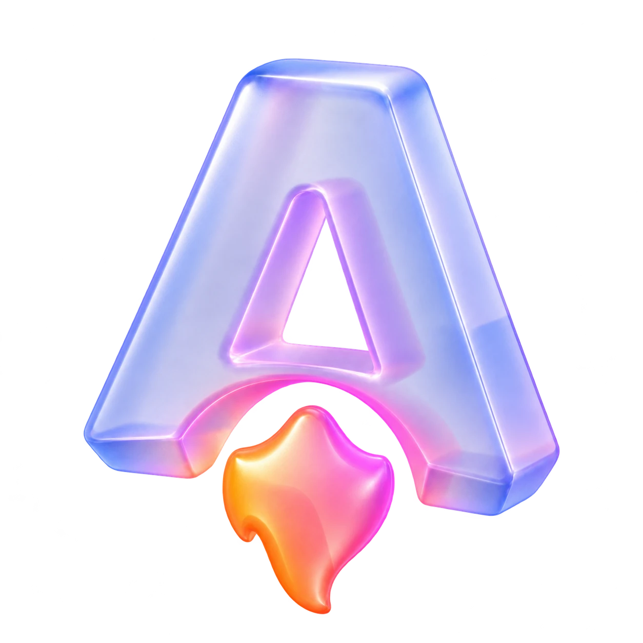 Translucent charcoal Astro logo with glowing edges and an internally lit orange-magenta flame