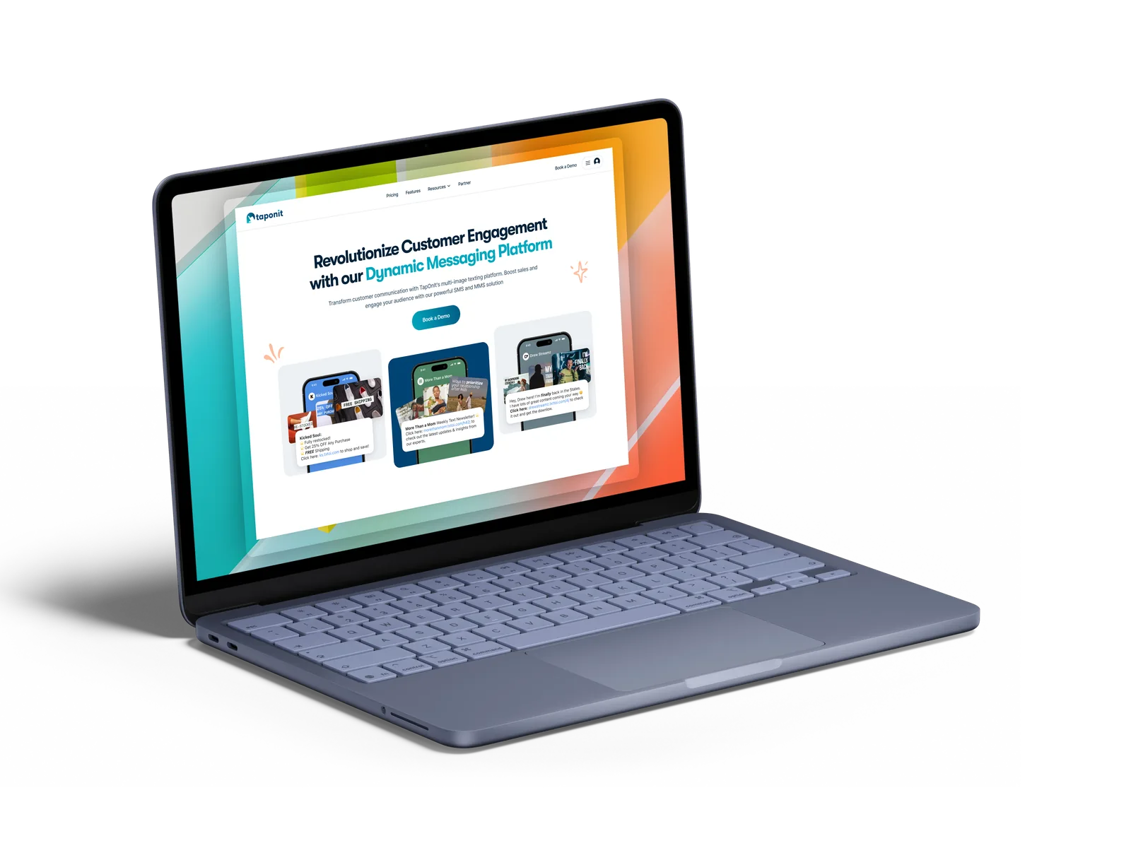 TapOnIt website on a photoreal MacBook with natural reflections and detailed hardware