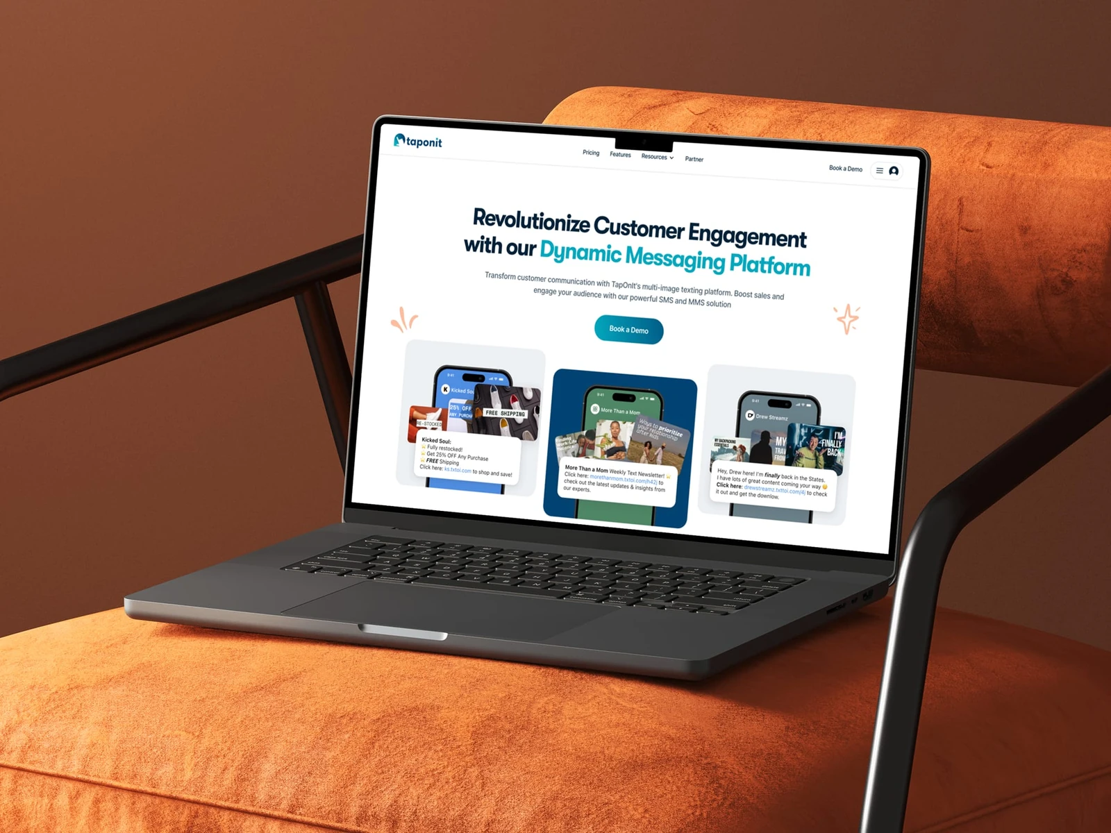 TapOnIt website displayed on a laptop